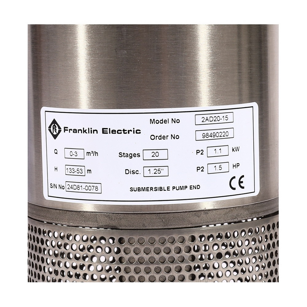 FRANKLIN 2AD20-15 ชุดปั๊มบาดาล 4 นิ้ว มอเตอร์ 1-5HP 380V ท่อส่ง 1-25 นิ้ว_2