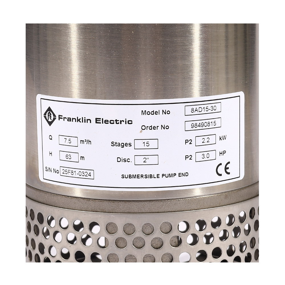 FRANKLIN 8AD15-30 เฉพาะหัวปั๊มบาดาล 4 นิ้ว 3HP 15 ใบพัด_3