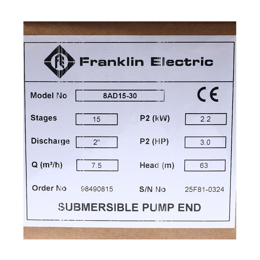 FRANKLIN 8AD15-30 เฉพาะหัวปั๊มบาดาล 4 นิ้ว 3HP 15 ใบพัด_5